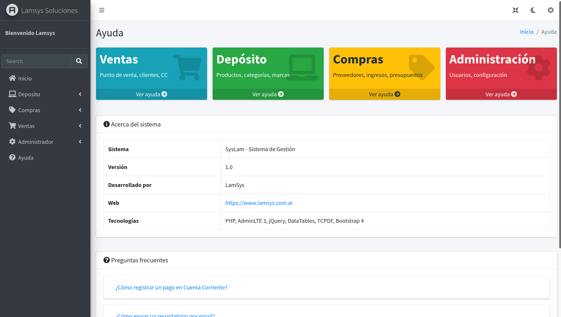 Syslam Gestion - Ayuda