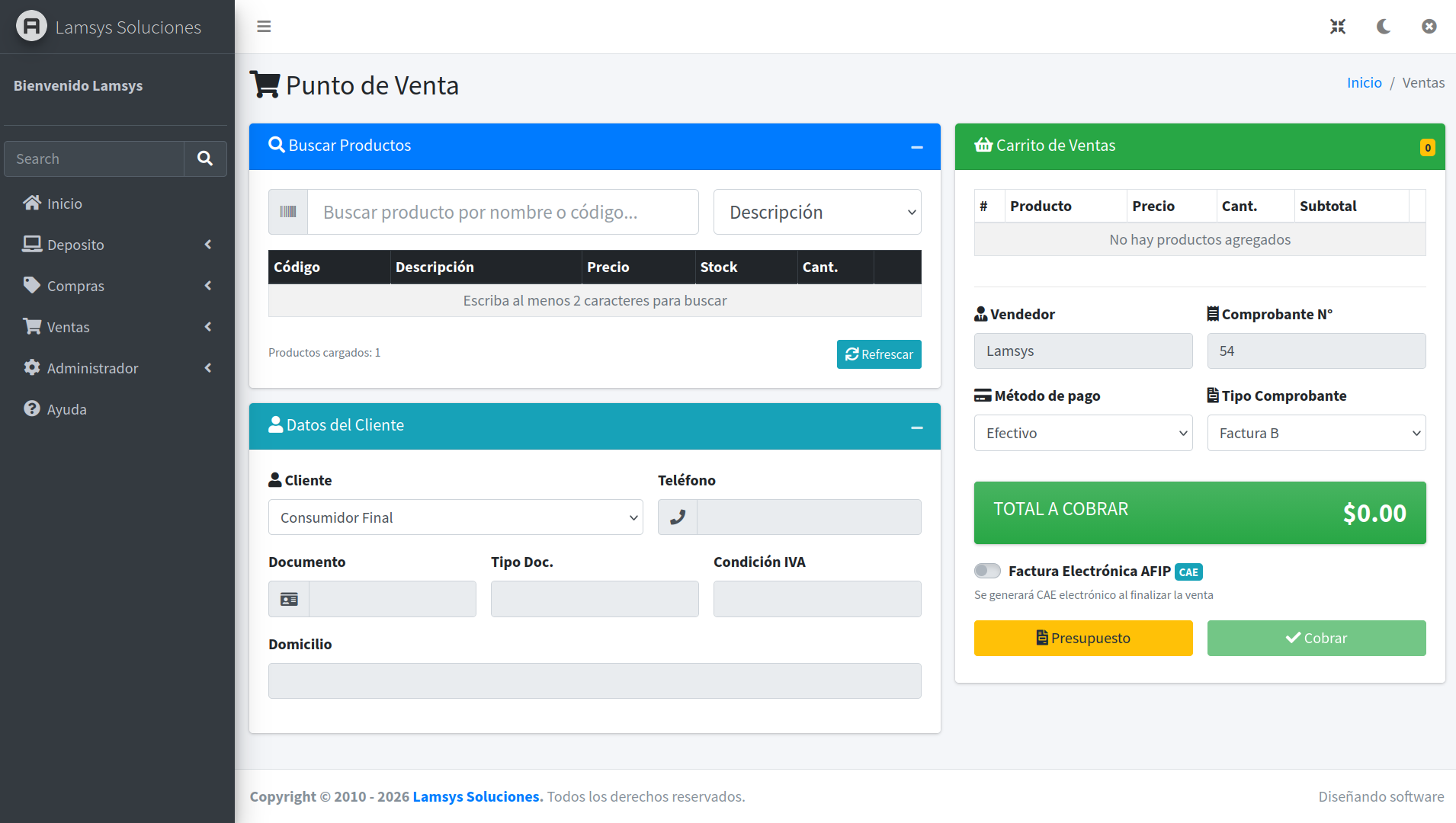 Syslam Gestion - Punto de venta